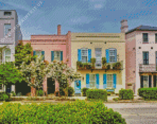 Charleston Rainbow Row Diamond Painting