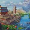 Chinese Village Cartoon Diamond Painting