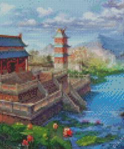 Chinese Village Cartoon Diamond Painting