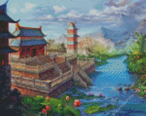 Chinese Village Cartoon Diamond Painting