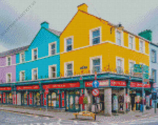 Colorful Houses in Kenmare Town Diamond Painting