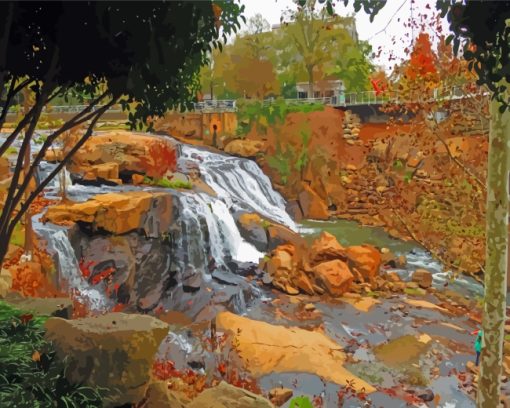 Falls Park In Greenville Diamond Painting