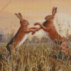 Fighting Hares Diamond Painting