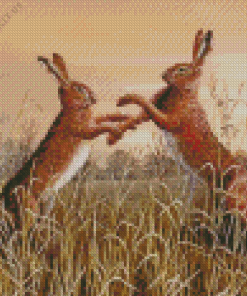 Fighting Hares Diamond Painting