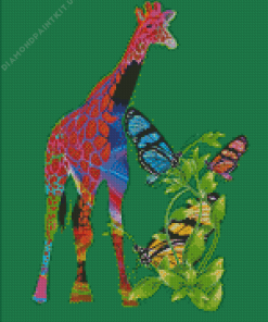 Giraffes with Butterflies Diamond Painting