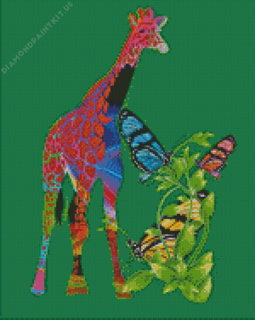 Giraffes with Butterflies Diamond Painting