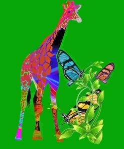 Giraffes with Butterflies Diamond Painting