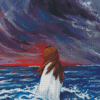 Girl Sea Storm Art Diamond Painting