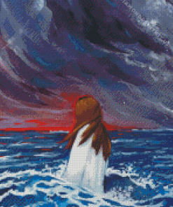 Girl Sea Storm Art Diamond Painting