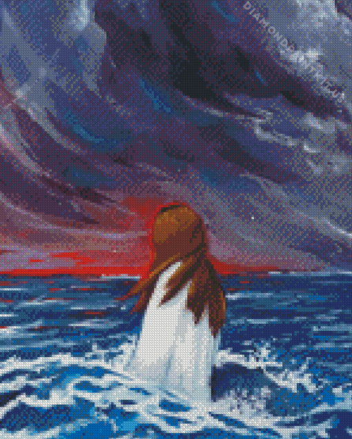 Girl Sea Storm Art Diamond Painting