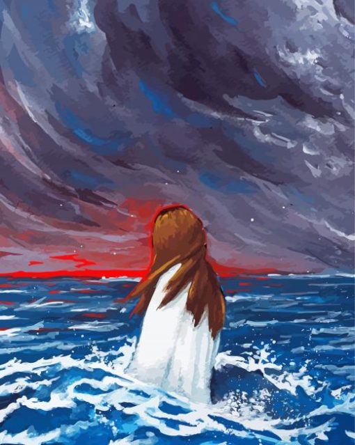 Girl Sea Storm Art Diamond Painting