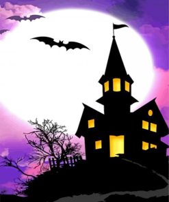 Haunted House Silhouette Diamond Painting