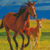 Horse And Colt In Field Diamond Painting