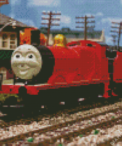 James The Red Engine Cartoon Diamond Painting