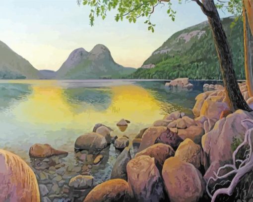 Jordan Pond Maine Art Diamond Painting