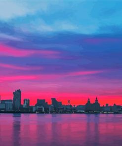 Liverpool City Pink Sunset Diamond Painting