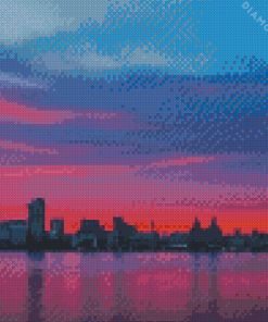 Liverpool City Pink Sunset Diamond Painting