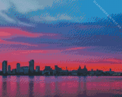 Liverpool City Pink Sunset Diamond Painting