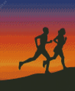 Man And Woman Trail Running Diamond Painting