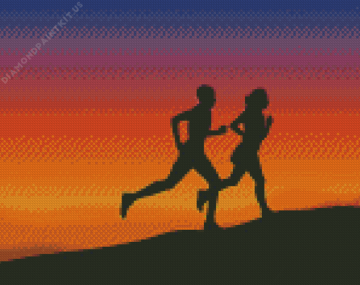 Man And Woman Trail Running Diamond Painting