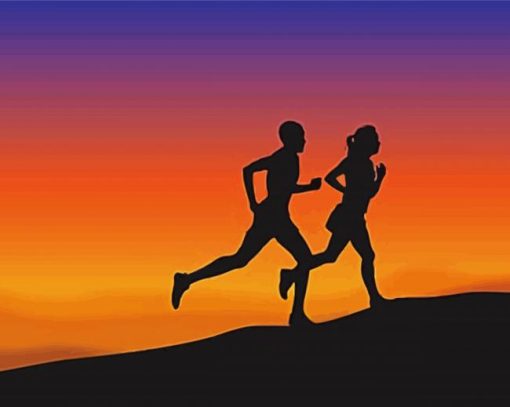 Man And Woman Trail Running Diamond Painting