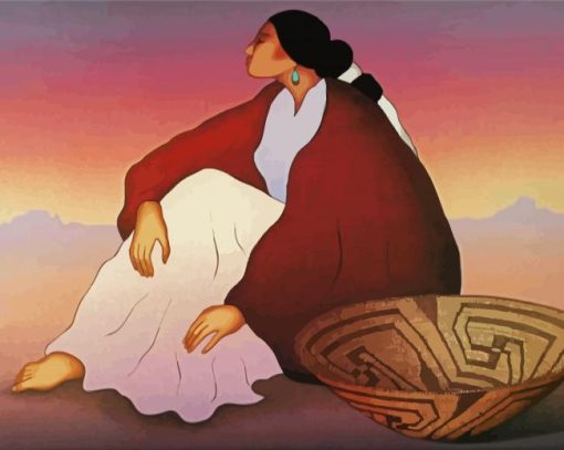 Navajo Woman With Basket RC Gorman Diamond Painting