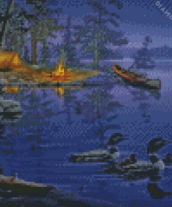 Night Forest Camp Diamond Painting