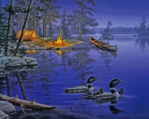 Night Forest Camp Diamond Painting