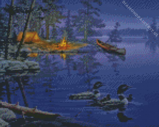 Night Forest Camp Diamond Painting