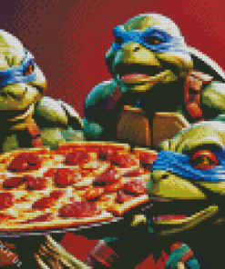 Ninja Turtles with Pizza Diamond Painting