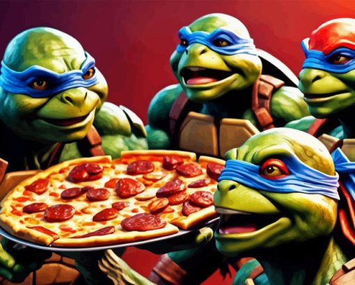 Ninja Turtles with Pizza Diamond Painting