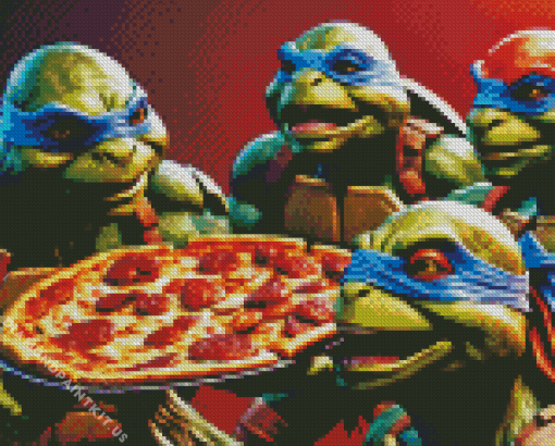 Ninja Turtles with Pizza Diamond Painting