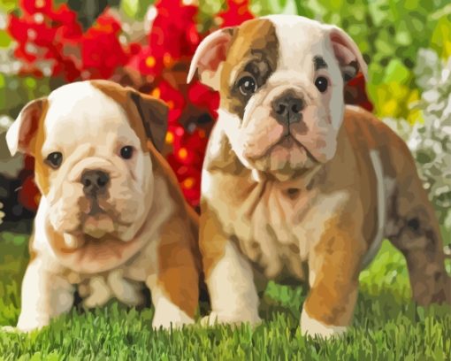 Old English Bulldog Puppies Diamond Painting