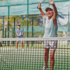 Old Woman Playing Paddle Ball Diamond Painting