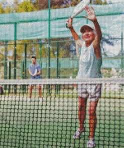 Old Woman Playing Paddle Ball Diamond Painting