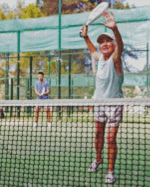 Old Woman Playing Paddle Ball Diamond Painting