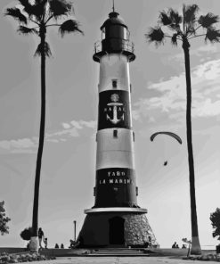 Palm Trees With Lighthouse Diamond Painting