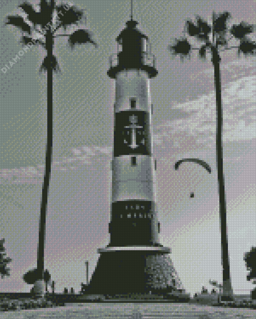 Palm Trees With Lighthouse Diamond Painting