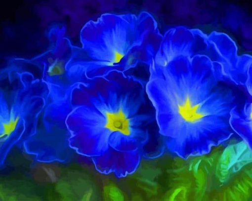 Primrose Blue Flowers Diamond Painting