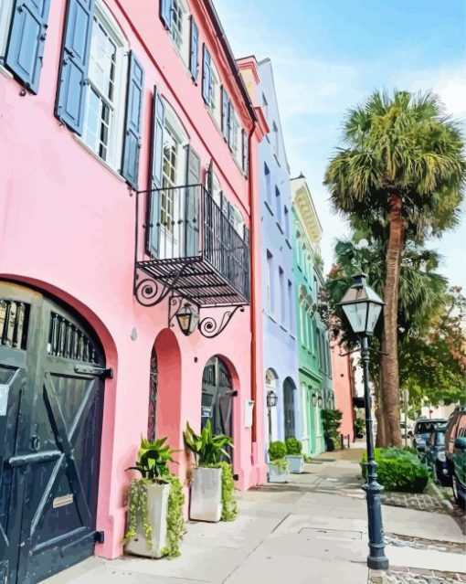 Rainbow Row Charleston Diamond Painting