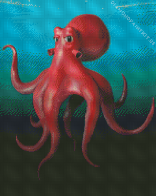 Red Octopus Diamond Painting