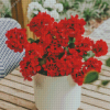 Red Flowers in White Pot Diamond Painting