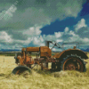 Rusty Tractor in Hay Field Diamond Painting