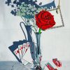 Single Rose In Vase And Cards Art Diamond Painting