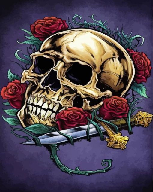 Skull and Roses Art Diamond Painting