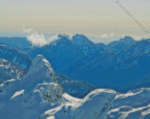 Snowy Cascade Range View Diamond Painting