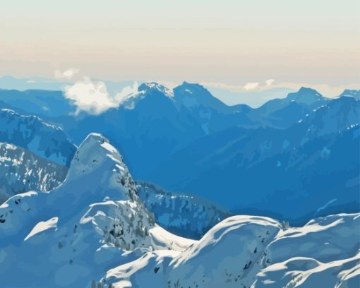 Snowy Cascade Range View Diamond Painting