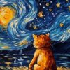 Starry Night Cat Art Diamond Painting