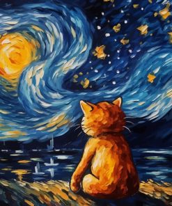 Starry Night Cat Art Diamond Painting