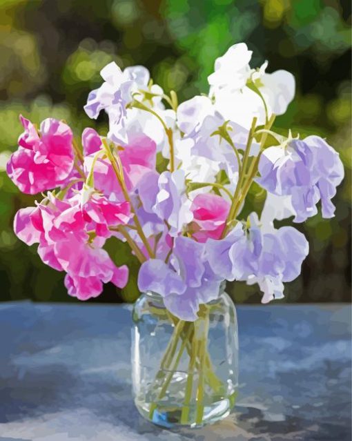 Sweetpea In Glass Jar Diamond Painting